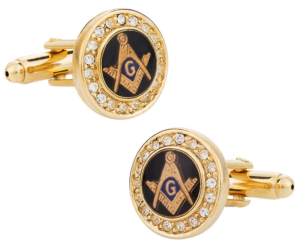 Crystal Gold Masonic Cufflinks