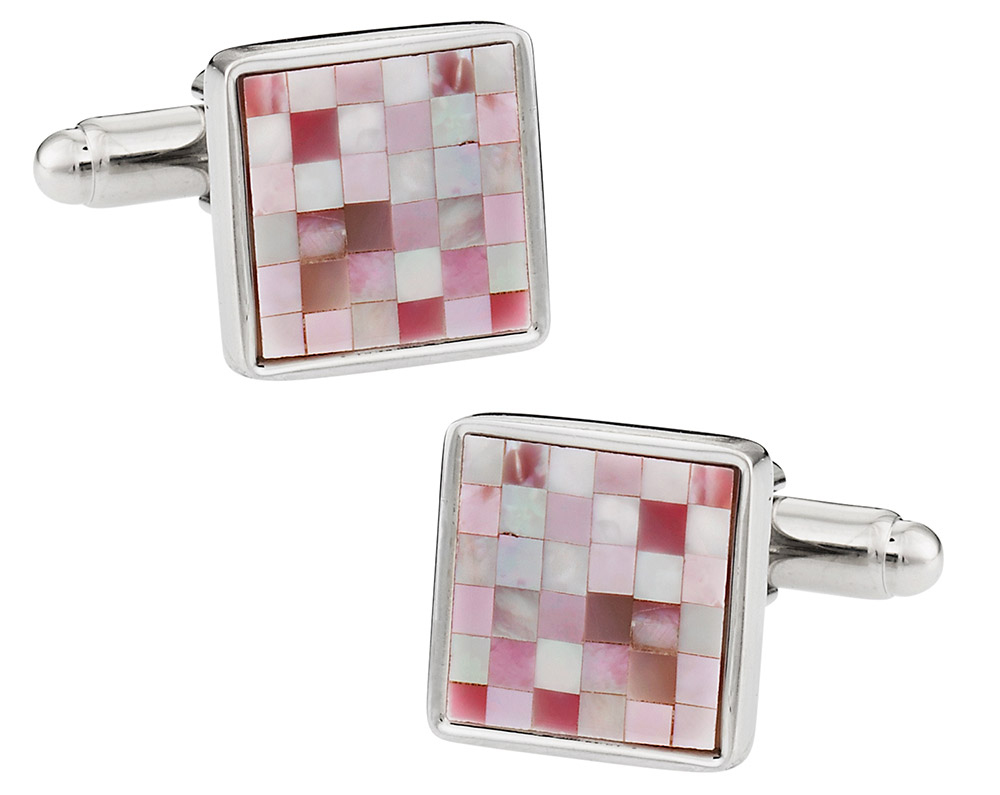 Pink Mother Of Pearl Mosaic Cufflinks