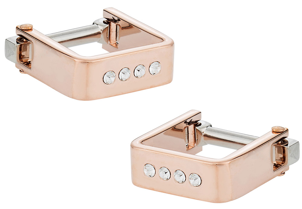 Square Wrap Rose Gold Crystal Cufflinks