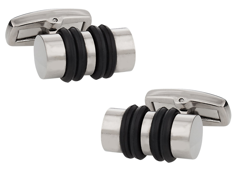Titanium Cufflinks with Banded Rubber