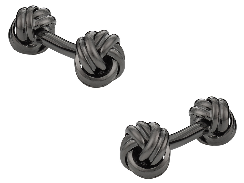 Gun Metal Cufflinks in a Double Knot