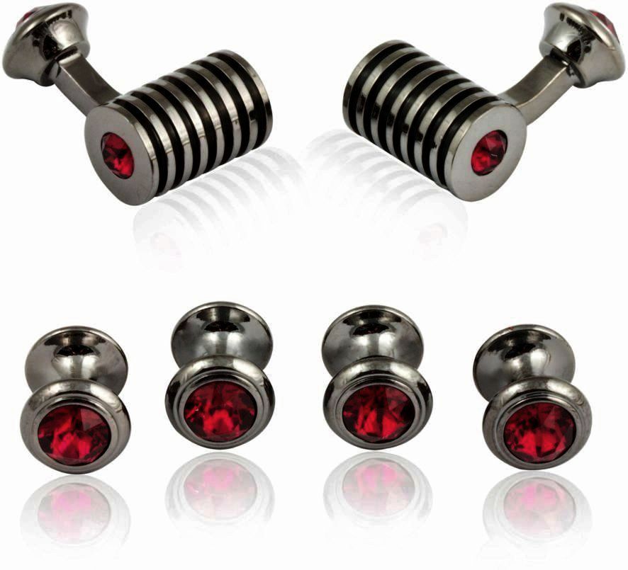 Gunmetal Ruby Swarovski Barrel Formal Set