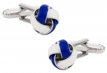 Knotted Cufflinks in Blue and White