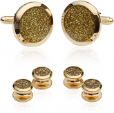 Gold Diamond Dust Tuxedo Cufflinks and Studs