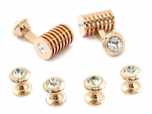 Rose Gold Clear Swarovski Barrel Formal Set | Canada Cufflinks