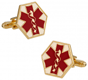 EMT Star of Life Red Goldtone Cufflinks