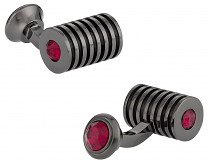 Gunmetal Ruby Swarovski Barrel Cufflinks