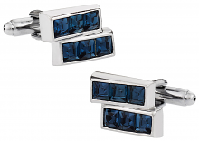 Offset Blue Crystal Cufflinks