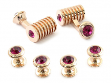 Rose Gold Fuschia Swarovski Barrel Formal Set | Canada Cufflinks