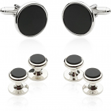 Tuxedo Cufflinks and Studs - Black Onyx with Silver Tone | Canada Cufflinks