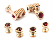 Rose Gold Ruby Red Swarovski Barrel Formal Set | Canada Cufflinks