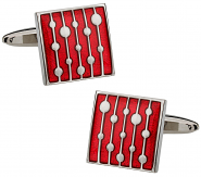 Red Enamel Cufflinks with Water Drop Design