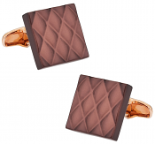 Quilted Metallic Brown Rose Gold Cufflinks