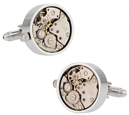 Working Silver Watch Movement Steampunk Cufflinks