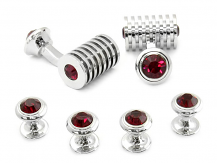 Ruby Red Swarovski Barrel Formal Set | Canada Cufflinks