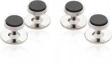 Onyx Studs in Silver Tone | Canada Cufflinks