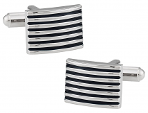 Ribbed Black Cufflinks