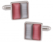 Silver & Pink Glass Cufflinks