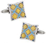 Yellow & Blue Plaid Cufflinks