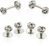 Silvertone Knot Cufflinks & Studs