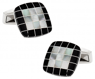 Black White Precious Grid Cufflinks | Canada Cufflinks