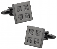 Gun Metal Cufflinks with 4 Squares.