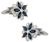 Swarovski Crystal Flower Cufflinks Blue