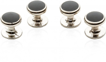 4 Silver Black Shirt Studs