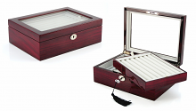 Mahogany 72 Pair Deluxe Cufflinks Box