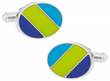 Green Blue Striped Oval Cufflinks