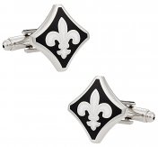 Black and White Fleur De Lis Cufflinks