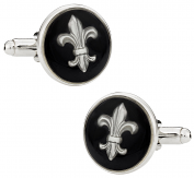 Fleur de Lis Cufflinks in Black