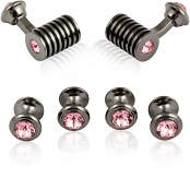 Gunmetal Light Rose Swarovski Barrel Formal Set