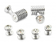 Silver Clear Swarovski Barrel Formal Set | Canada Cufflinks