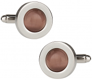 Round Cufflinks with Purple Glass