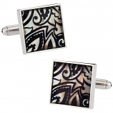 Genuine Mother of Pearl Black Print Cufflinks