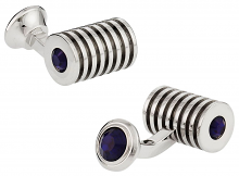 Silver Blue Swarovski Barrel Cufflinks | Canada Cufflinks