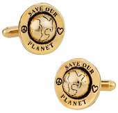 Save Our Planet Cufflinks in Gold