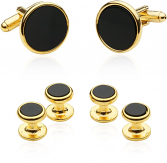 Tuxedo Cufflinks and Studs - Black Onyx with Gold Tone | Canada Cufflinks