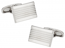 Classic Lined Silvertone Cufflinks