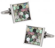 Honeycomb Cufflinks in Smokey Mother of Pearl