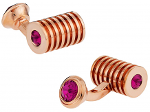 Rose Gold Fuschia Swarovski Barrel Cufflinks | Canada Cufflinks