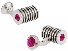 Silver Fuschia Swarovski Barrel Cufflinks | Canada Cufflinks