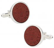 OPA Red Point WWII Ration Cufflinks Clad in Sterling Silver