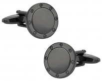 Gun Metal Cufflinks in Port Hole Design