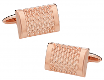 Woven Rectangular Cufflinks in Rose Gold