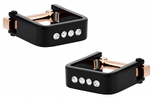 Square Wrap Black Metal Crystal Cufflinks