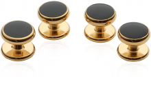 4 Gold Black Shirt Studs