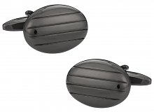 Gun Metal Cufflinks in Oval Stripes