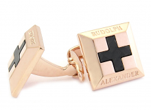 Carbon Fiber Cross Rose Gold Cufflinks